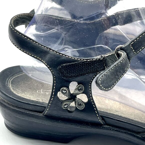 Dansko Sandals Ankle Strap Strappy Black Leather Open Toe Heel Size 41 - US 10.5 - Picture 11 of 16
